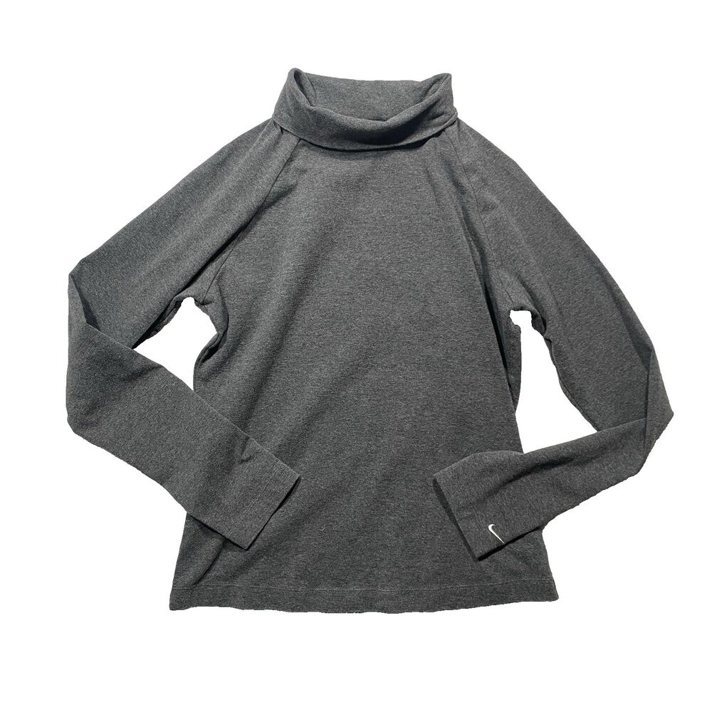 Vintage 2000s Kids Nike Gray Turtleneck Long Sleeve Shirt Size Large 12-14